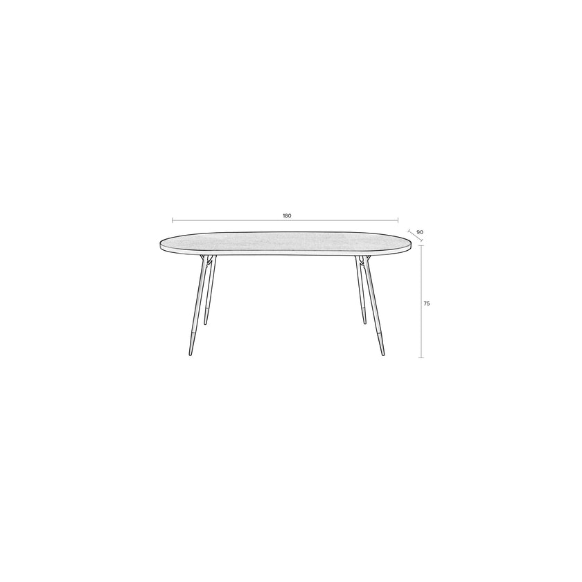 Denise Eettafel Hout Ovaal 200x90 cm Bruin/ Goud