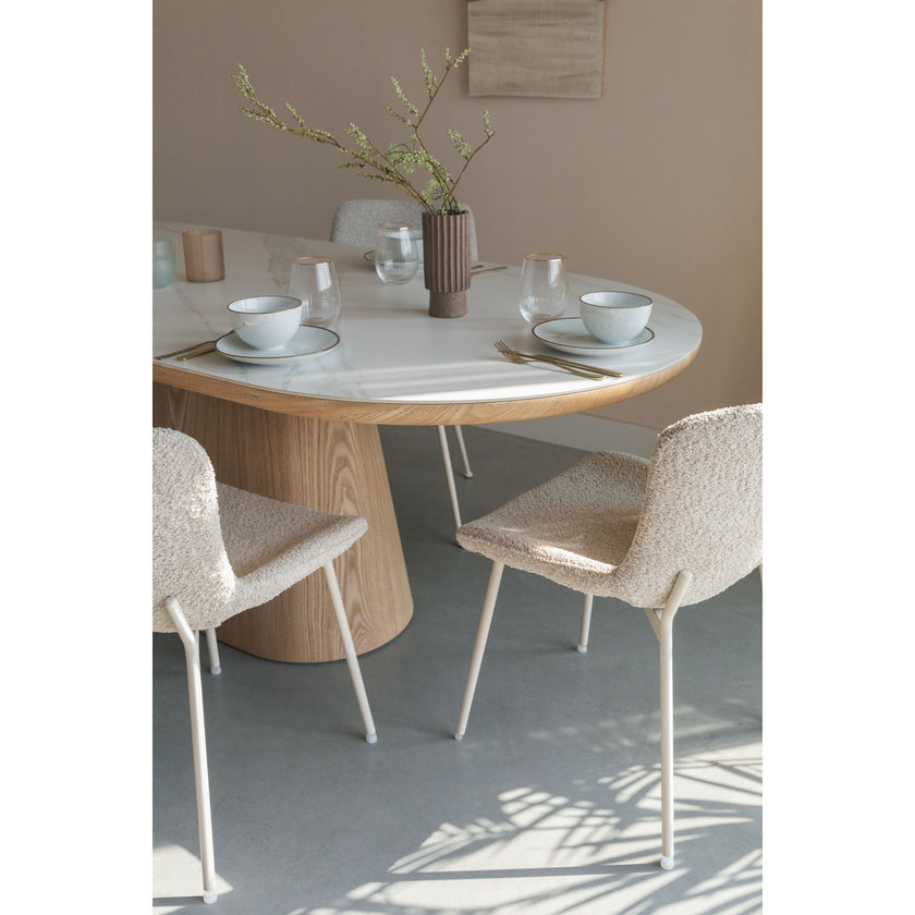 Almira Eettafel Ovaal 200 cm Hout Wit/ Bruin donker
