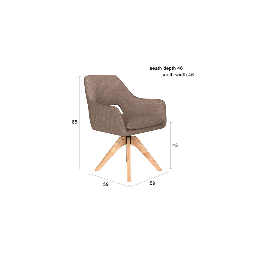 Mos Eetkamerstoel Draaibaar Hout Off-White