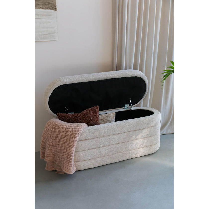 Zuma bankje Bouclé Wit/ Beige