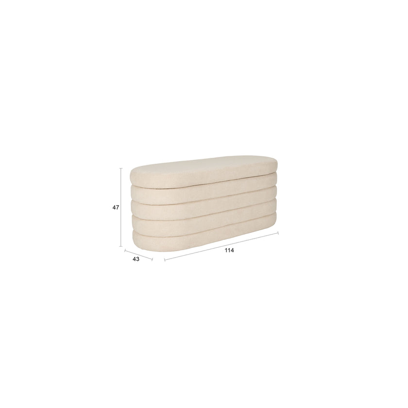Zuma bankje Bouclé Wit/ Beige