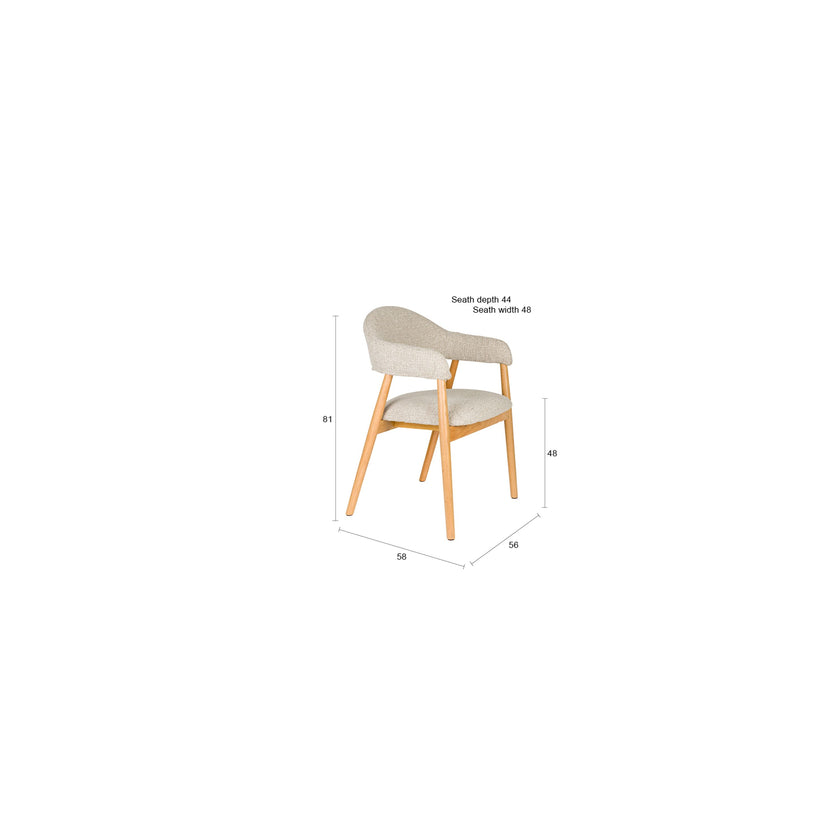 Indy Eetkamerstoel met leuning Licht Bruin/ Beige