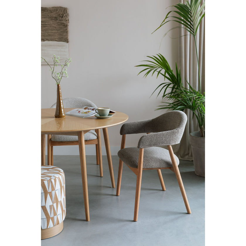 Indy Eetkamerstoel met leuning Donker Bruin/ Beige