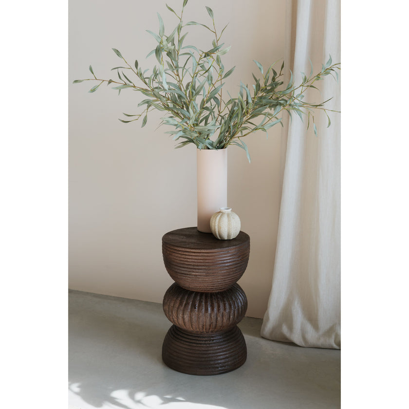 Santo Bijzettafel Rond 30 cm Mangohout Bruin donker