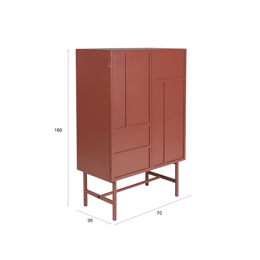 Davis Kast Metaal Bruin/ Rood