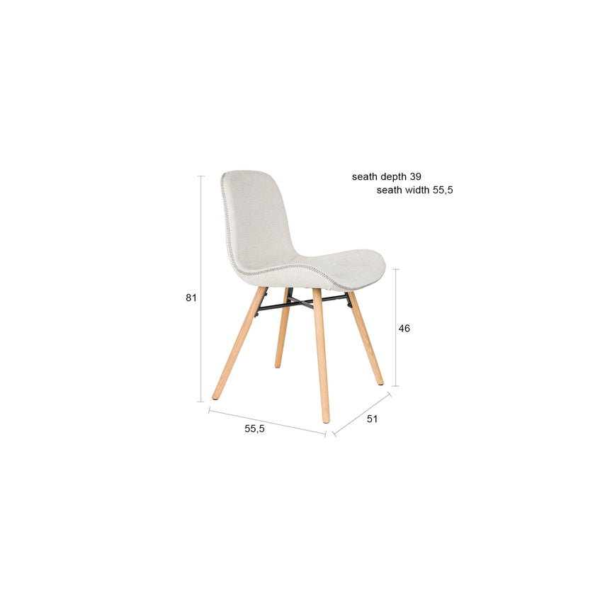 Lester Eetkamerstoel Houten poten Beige
