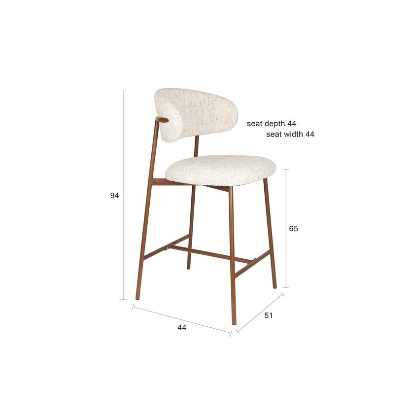 Claes Counter/ Barkruk met Rugleuning Gebroken Wit