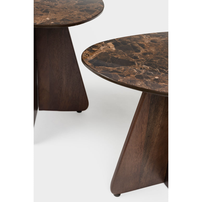 Naut Bijzettafels Organisch Hout/ Keramiek -  Set van 2