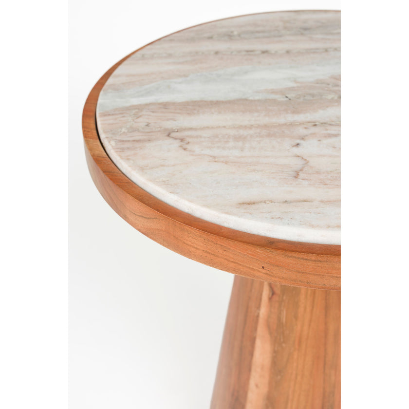 Mees Bijzettafel Rond 40 cm Marmer/ Hout