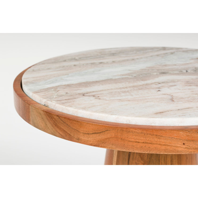 Mees Bijzettafel Rond 40 cm Marmer/ Hout