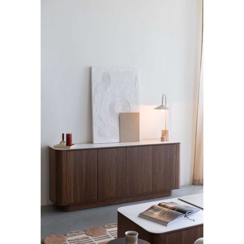 Almira Dressoir Hoog 180 cm Hout/ Marmerlook Walnootkleur