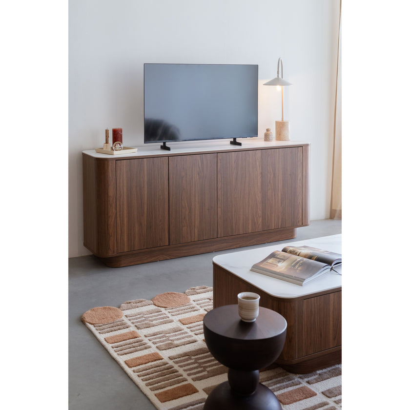 Almira Dressoir Hoog 180 cm Hout/ Marmerlook Walnootkleur