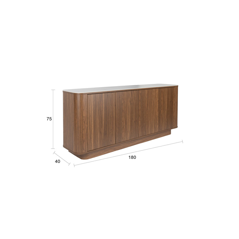 Almira Dressoir Hoog 180 cm Hout/ Marmerlook Walnootkleur