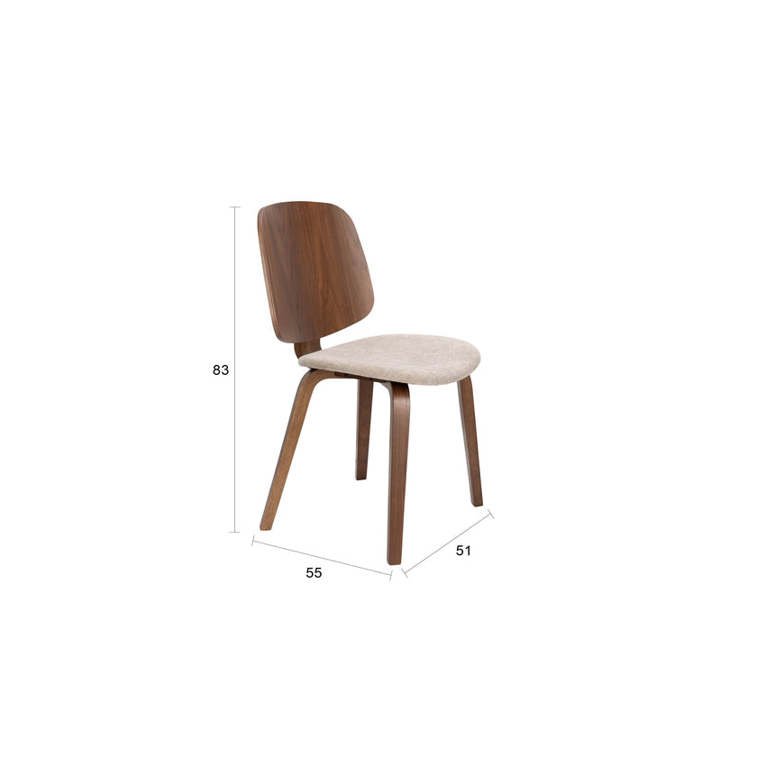 Walden Eetkamerstoel Walnoot/Beige