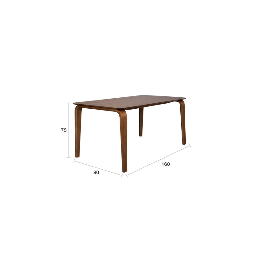 Walden Eettafel 160x90 cm Hout Walnootkleur bruin