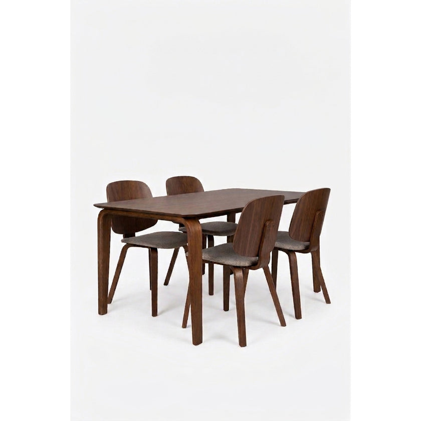 Walden Eetkamerset | Eettafel en 4 Stoelen Hout Walnootbruin