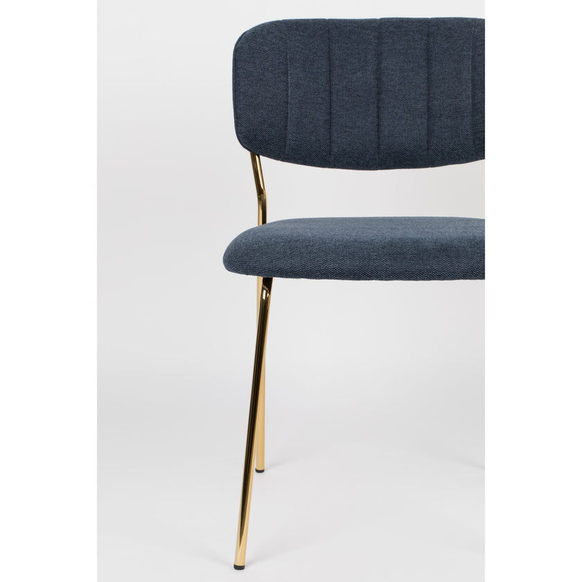 Jolien Eetkamerstoel Goud/ Donkerblauw
