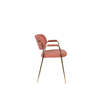 Jolien Eetkamerstoel armleuning Goud/Roze