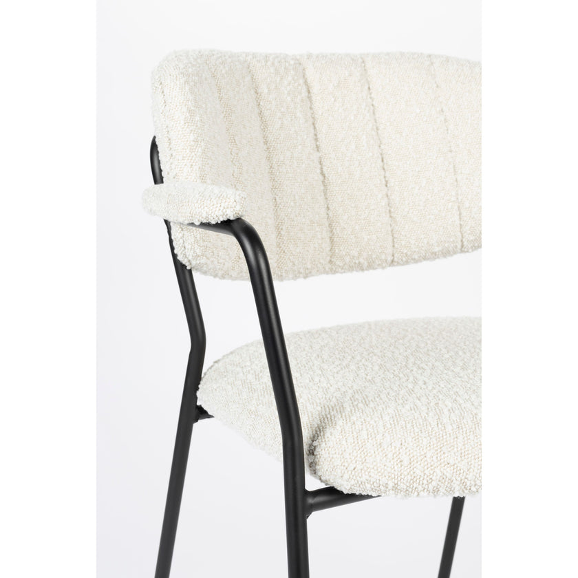 Jolien Eetkamerstoel armleuning Zwart/Bouclé