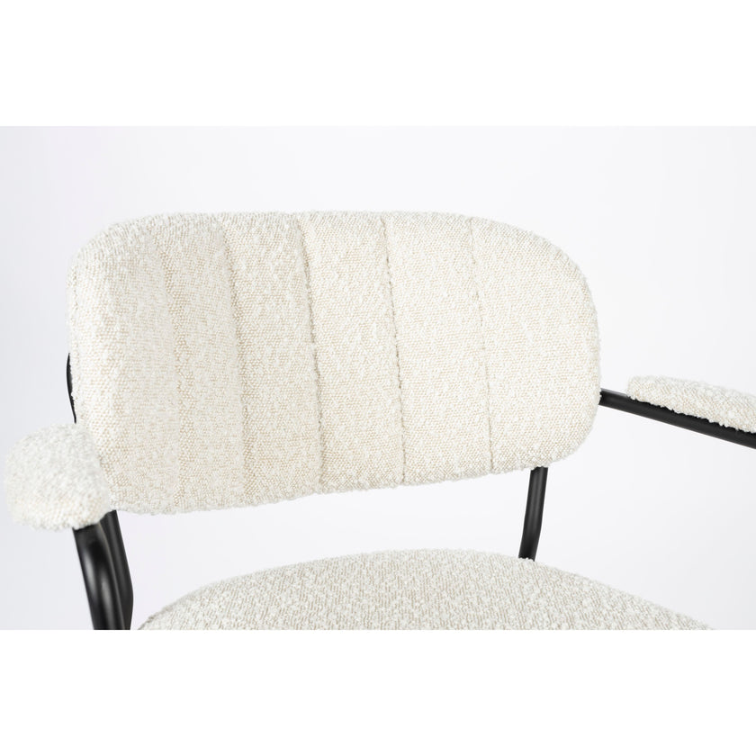 Jolien Eetkamerstoel armleuning Zwart/Bouclé