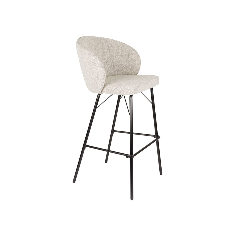 Joa Barkruk met rugleuning Bouclé Beige