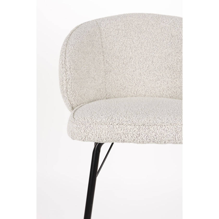 Joa Barkruk met rugleuning Bouclé Beige