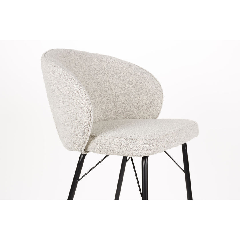 Joa Barkruk met rugleuning Bouclé Beige