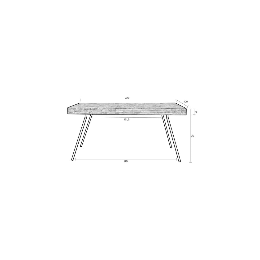 Suri Eettafel Hout 220x100 Naturel