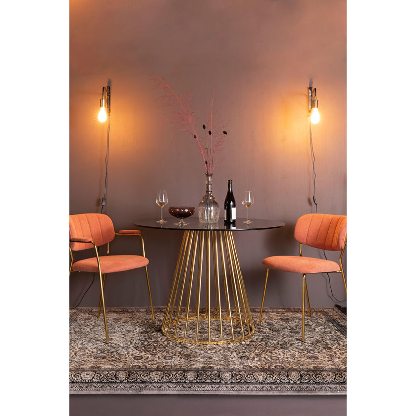 Floris Eettafel Rond Glas 110 cm Goud