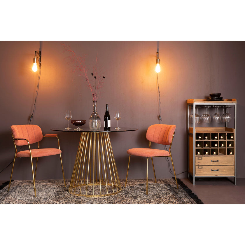 Floris Eettafel Rond Glas 110 cm Goud