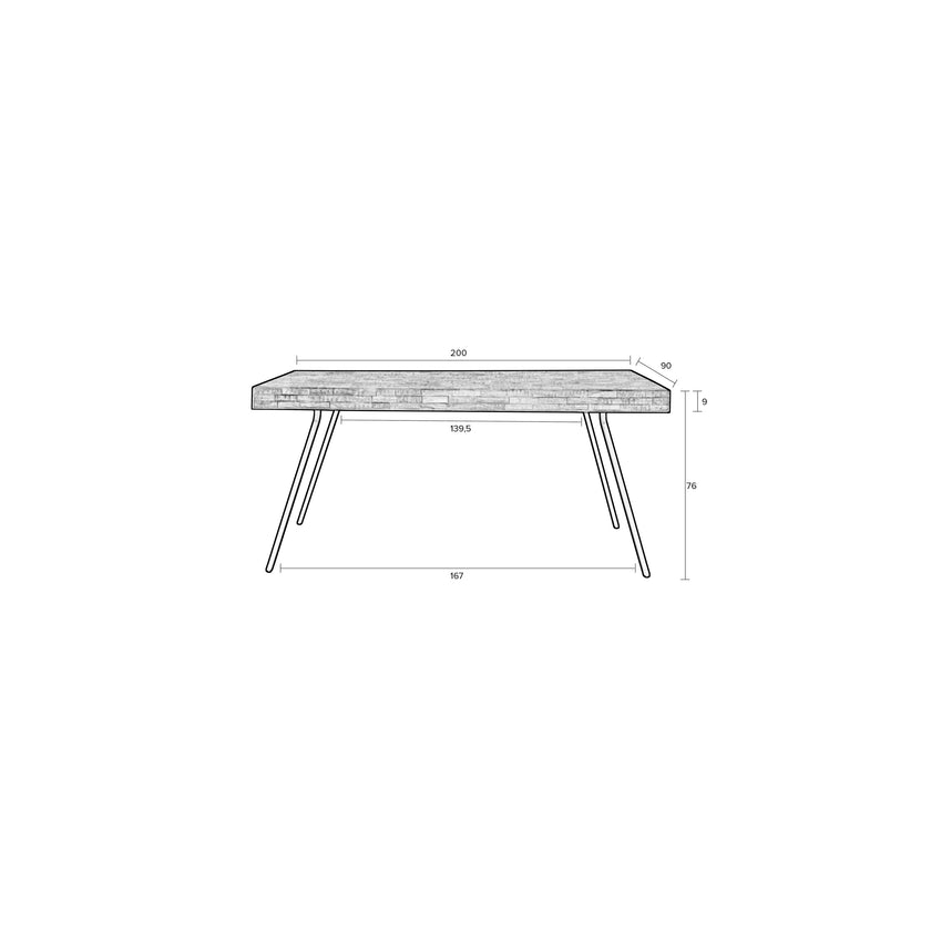 Suri Eettafel Hout 200x90 Zwart