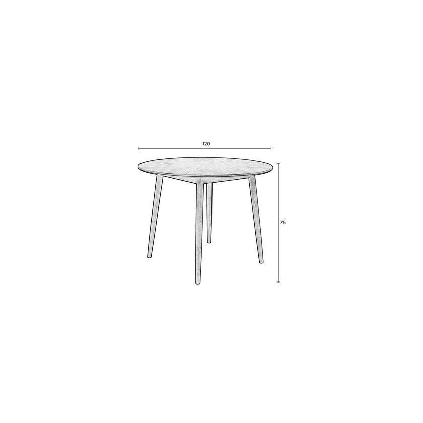 Fabio Eettafel Rond Hout 120 cm Naturel