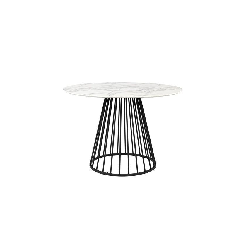 Floris Eettafel Marmerlook Rond 110 cm Zwart/ Wit