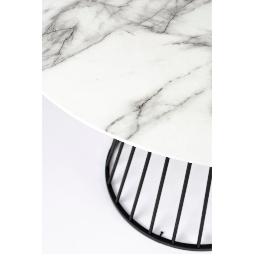 Floris Eettafel Marmerlook Rond 110 cm Zwart/ Wit