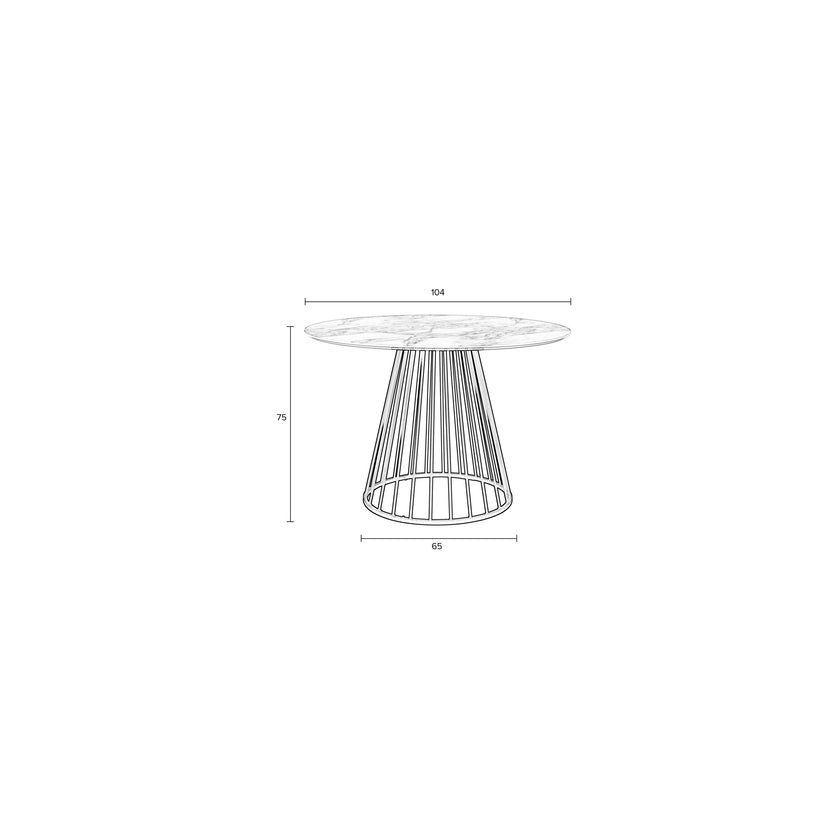 Floris Eettafel Marmerlook Rond 110 cm Zwart/ Wit