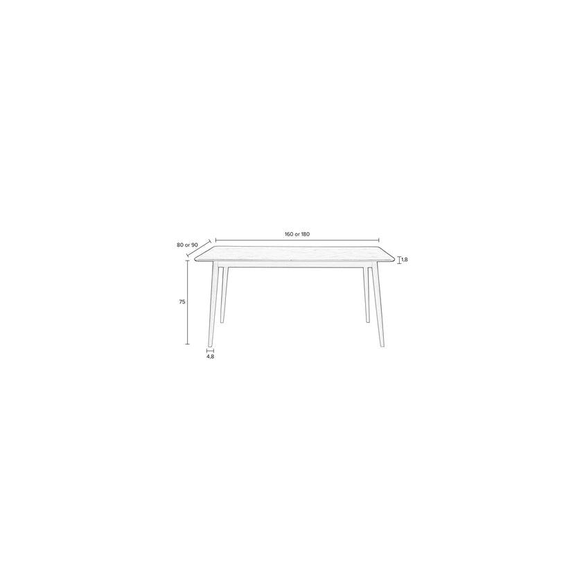 Fabio Eettafel Hout Visgraat 160x80 cm Zwart