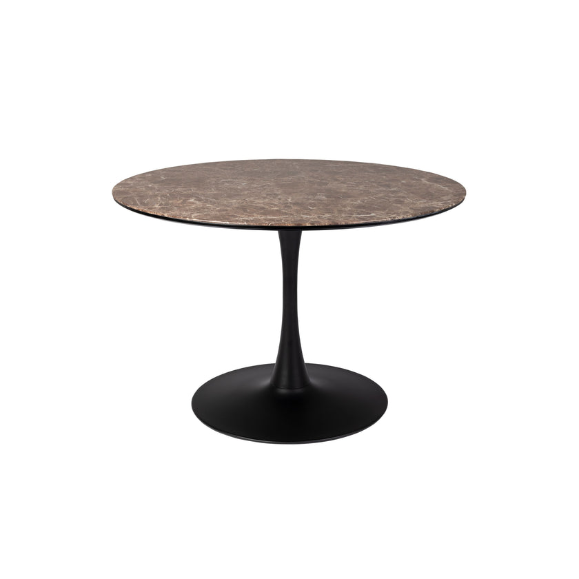 Maru Eettafel Marmerlook Rond 110 cm Bruin