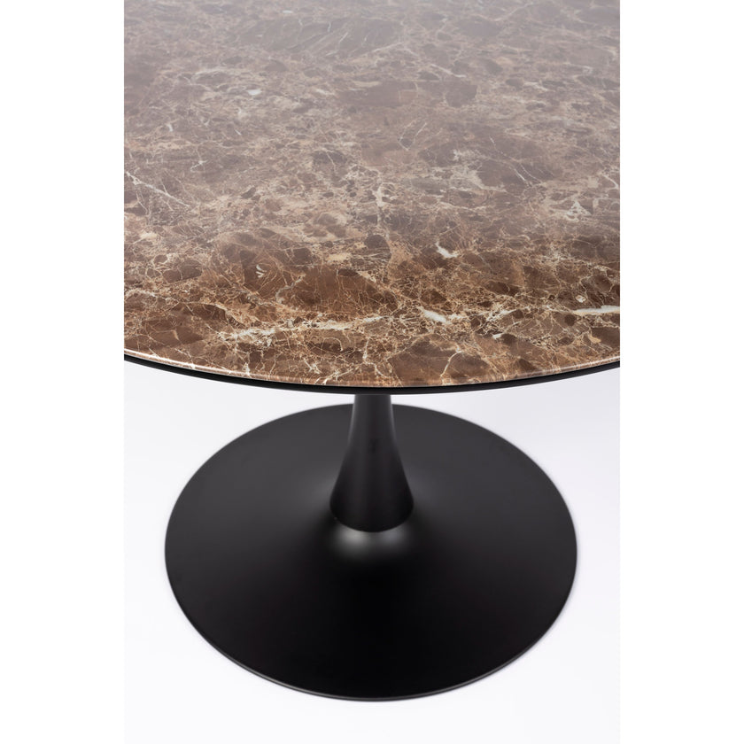 Maru Eettafel Marmerlook Rond 110 cm Bruin
