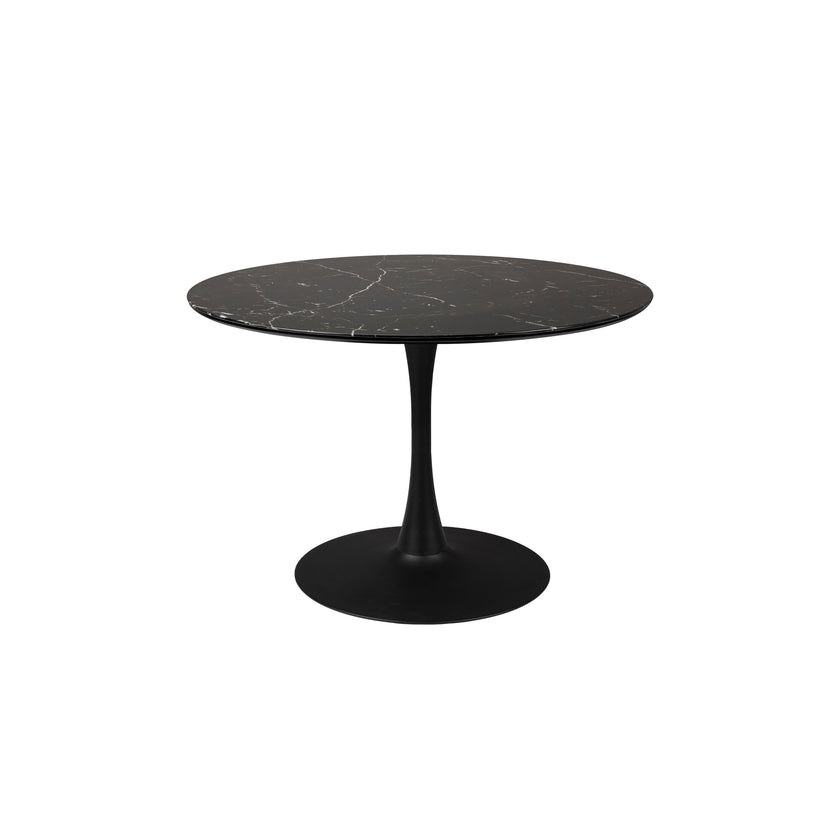 Maru Eettafel Marmerlook Rond 110 cm Zwart