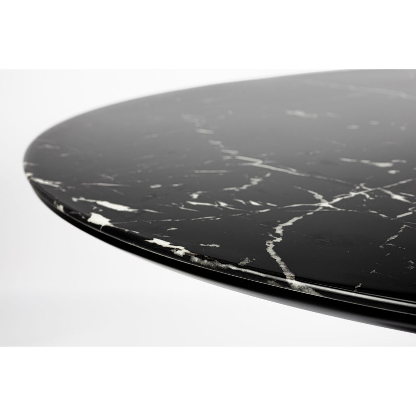 Maru Eettafel Marmerlook Rond 110 cm Zwart