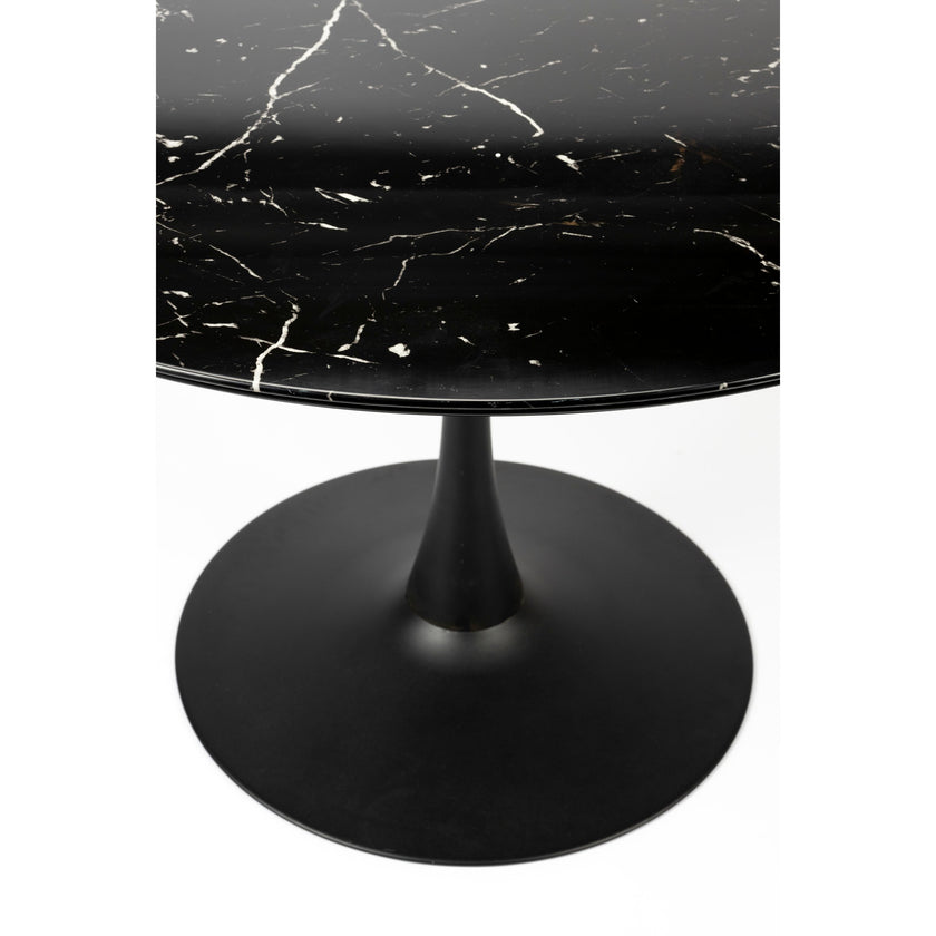 Maru Eettafel Marmerlook Rond 110 cm Zwart