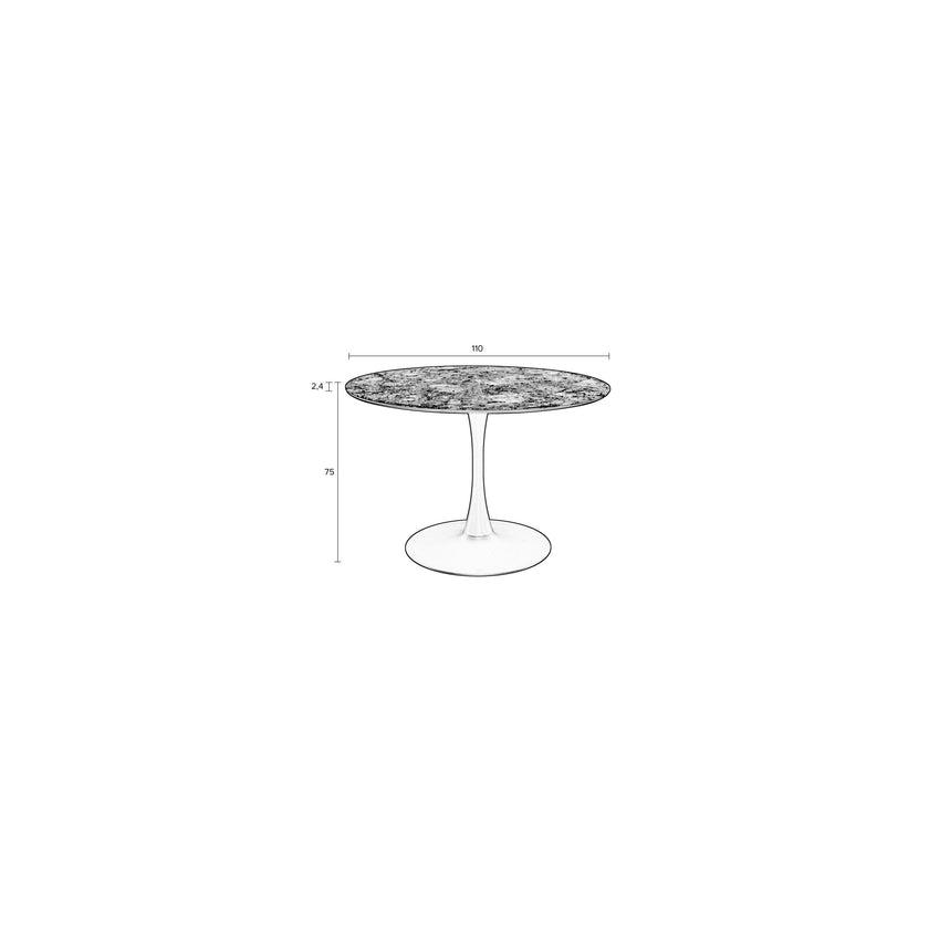 Maru Eettafel Marmerlook Rond 110 cm Zwart