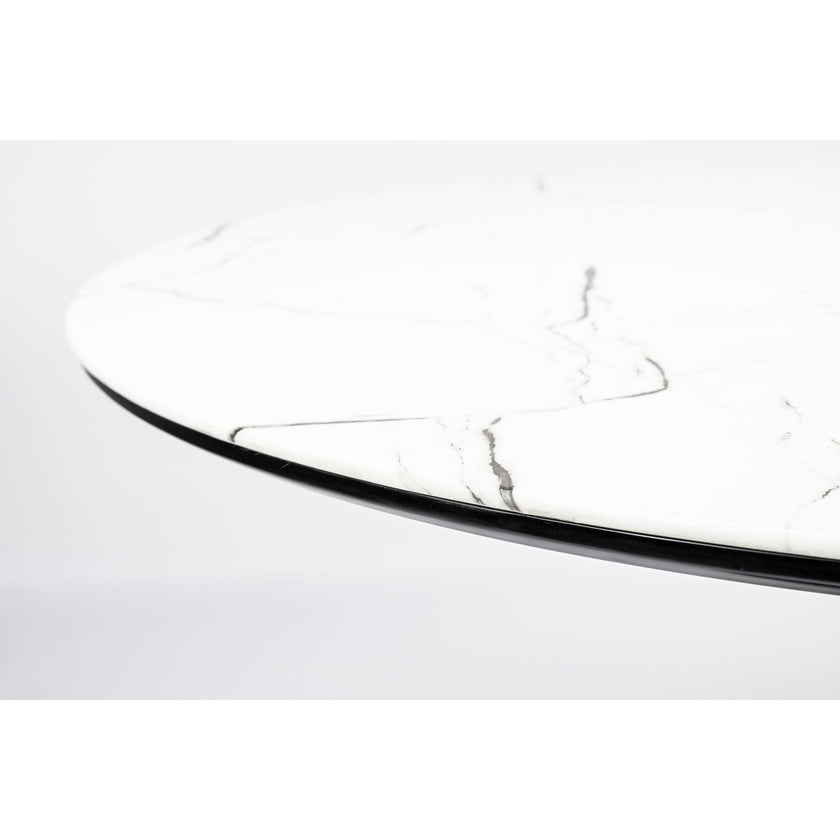 Maru Eettafel Marmerlook Rond 110 cm Wit