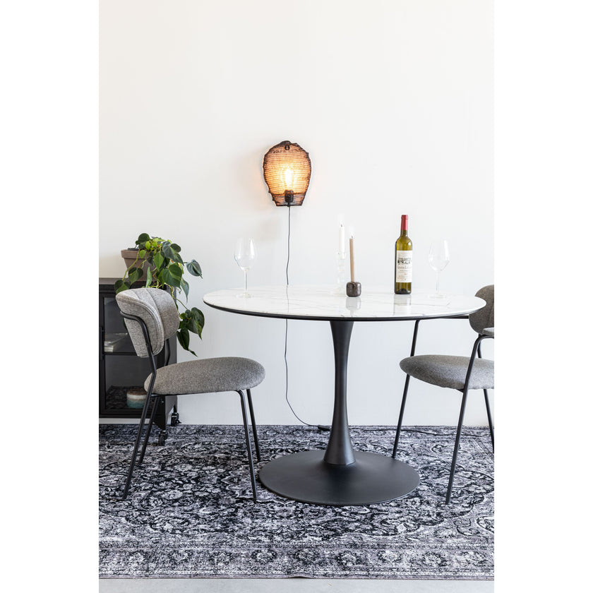 Maru Eettafel Marmerlook Rond 110 cm Wit