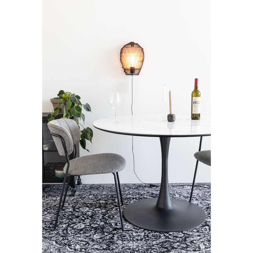 Maru Eettafel Marmerlook Rond 110 cm Wit