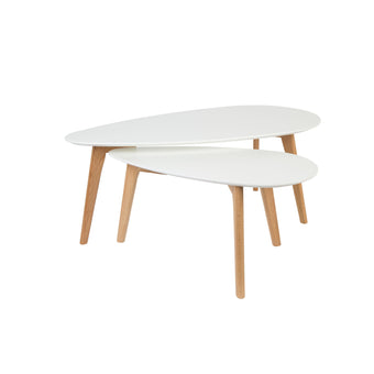 Drop Bijzettafel Ovaal Hout Wit - Set van 2