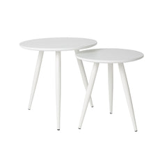 Daven Bijzettafel Rond Hout Wit - Set van 2