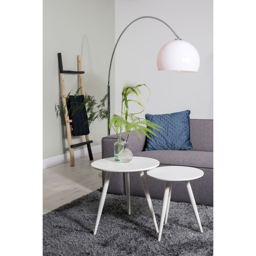 Daven Bijzettafel Rond Hout Wit - Set van 2