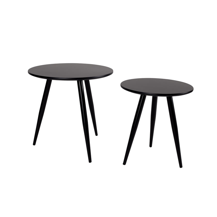 Daven Bijzettafel Rond Hout Wit - Set van 2