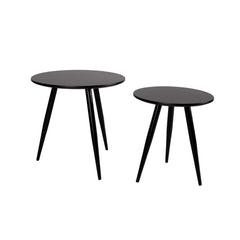 Daven Bijzettafel Rond Hout Wit - Set van 2